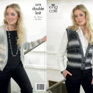 King Cole 3378 Adult DK Cardigan Waistcoat Knitting Pattern