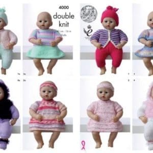 King Cole 4000 Dolls Clothes Knitting Pattern