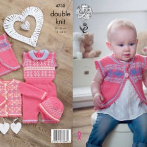 King Cole 4730 Baby Cardigan Trousers Hat DK Knitting Pattern