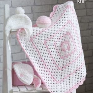 King Cole 5058 Baby DK Easy Blanket Hat Ball Crochet Pattern