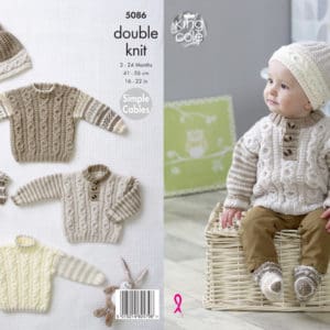 King Cole 5086 Baby DK Sweater Hat Socks Knitting Pattern