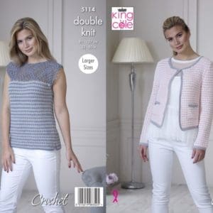 King Cole 5114 Crochet Pattern Ladies Jacket Top