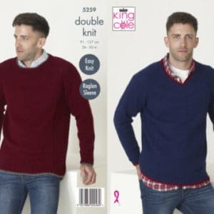 King Cole 5259 DK Knitting Pattern Mens Sweater