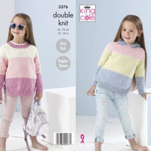 King Cole Knitting Pattern 5376 Girls Jumpers