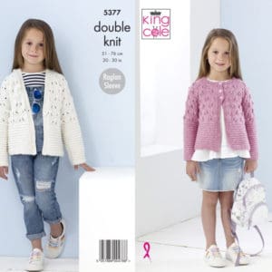 King Cole Knitting Pattern 5377 Girls Cardigans