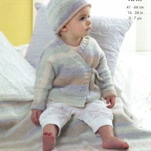 King Cole 5421 DK Baby Cardigan Hat Blanket Knitting Pattern