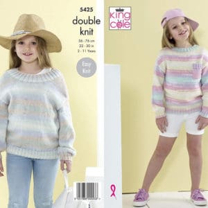 King Cole 5425 DK Child Sweater Knitting Pattern