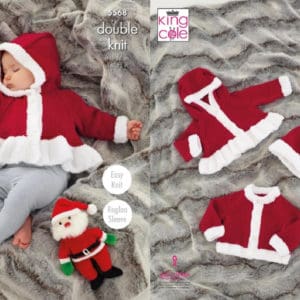 King Cole 5568 DK Baby Christmas Jacket Hat Knitting Pattern