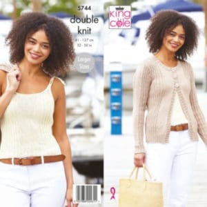 King Cole 5744 Adult DK Cardigan Top Knitting Pattern