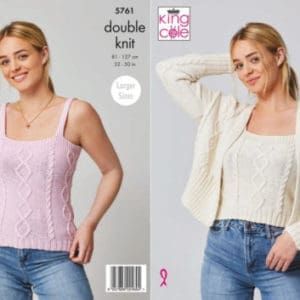 King Cole 5761 Adult Top Cardigan DK  Knitting Pattern