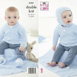 King Cole 5767 Booties Blanket Hat DK Knitting Pattern