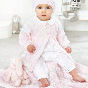 King Cole 5772 Baby DK Cardigan Hat Blanket Knitting Pattern