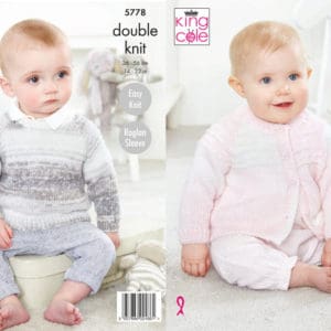 King Cole 5778 Baby DK Cardigan Sweater Knitting Pattern