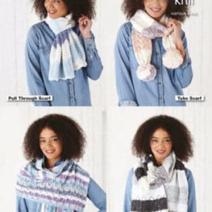 King Cole 5784 Adult  DK Scarf Knitting Pattern