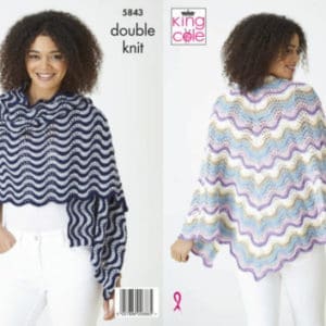 King Cole 5843 Adult DK Shawl Knitting Pattern