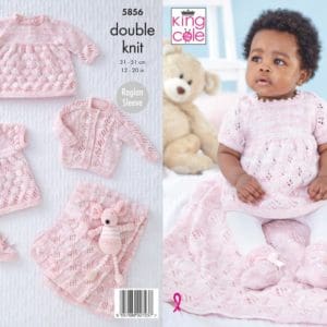 King Cole 5856 DK Dress Blanket Bootees Knitting Pattern