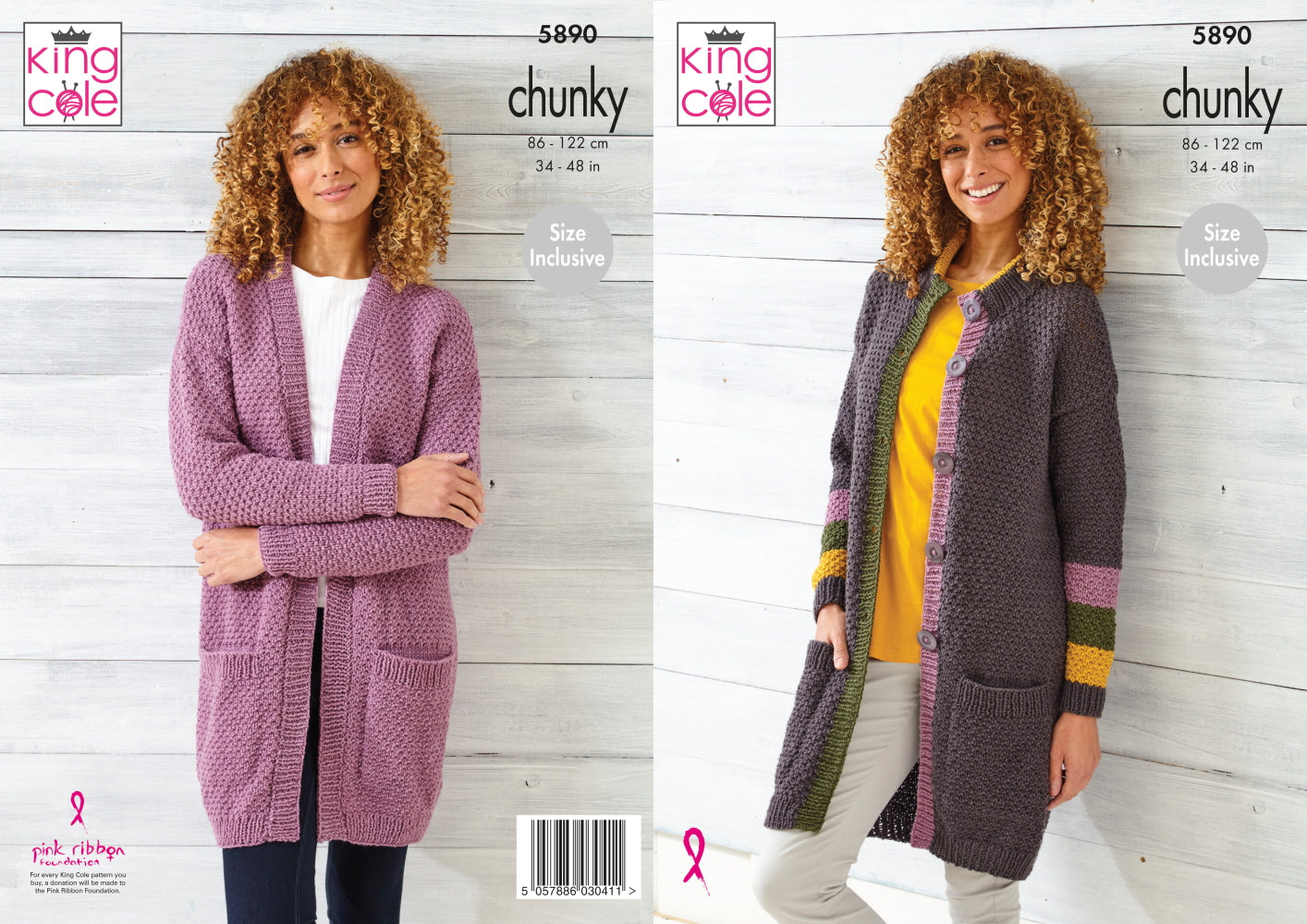 King Cole 5890 Adult Chunky Cardigan Coat Knitting Pattern