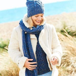 Stylecraft 9820 Adult Aran Sweater Scarf Hat Knitting Pattern