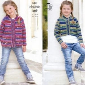 King Cole 3361 DK Childs Cardigan Knitting Pattern