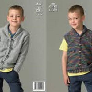 King Cole 3552 Childs Waistcoat Cardigan DK  Knitting Pattern