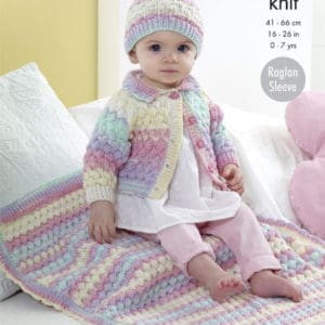 King Cole 5420 Cardigan Hat Blanket DK Knitting Pattern