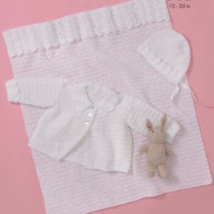 King Cole 5560 Baby 3Ply Jacket Bonnet Blanket Crochet Pattern