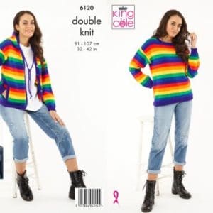 King Cole 6120 Adult DK Sweater Cardigan Easy Knitting Pattern