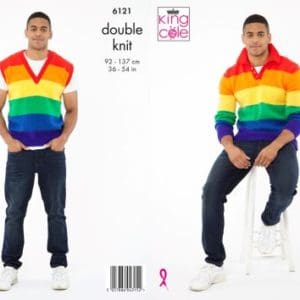 King Cole 6121 Adult DK Sweater Vest  Knitting Pattern