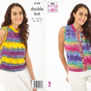 King Cole 6124 Adult dk tank top waistcoat knitting pattern