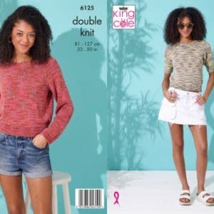 King Cole 6125 Adult DK Sweater Top Knitting Pattern