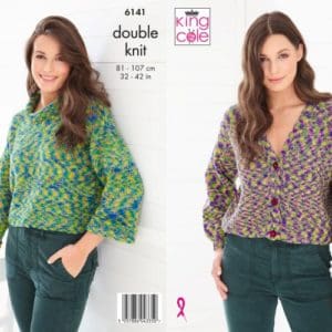 King Cole 6141 Adult DK Cardigan Sweater Knitting Pattern