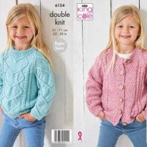 King Cole 6154 Childs DK Sweater Cardigans Knitting Pattern