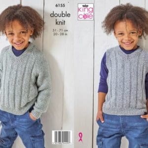 King Cole 6155 Childs DK Sweater Slipover Knitting Pattern