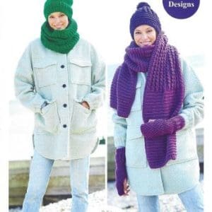 UKHKA 254 Adult Chunky Hat Scarf Accessories Knitting Pattern