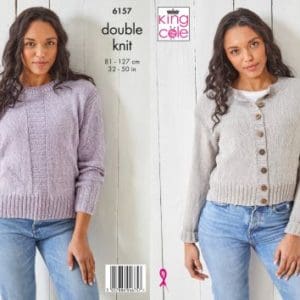 King Cole 6157 Adult DK Cardigan Sweater Knitting Pattern