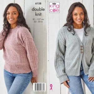 King Cole 6158 Adult DK Cardigan Sweater Knitting Pattern