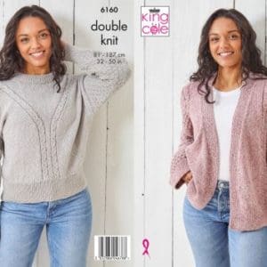 King Cole 6160 Adult DK Sweater Cardigan Knitting Pattern