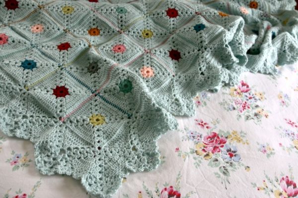 Cherry Heart Forget Me Not Dots Blanket Yarn Pack