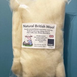 Natural British Roving Wool 100g