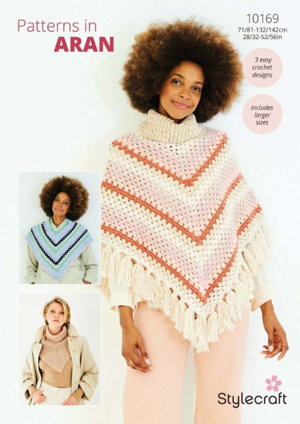Stylecraft 10169 Adult Aran Poncho Crochet Pattern