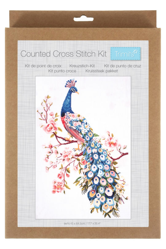 Trimits Extra Large Peacock Counted Cross Stitch Kit