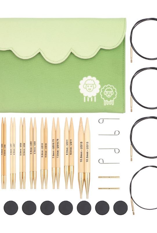 KnitPro Interchangeable Bamboo Circular Knitting Needle Set Deluxe