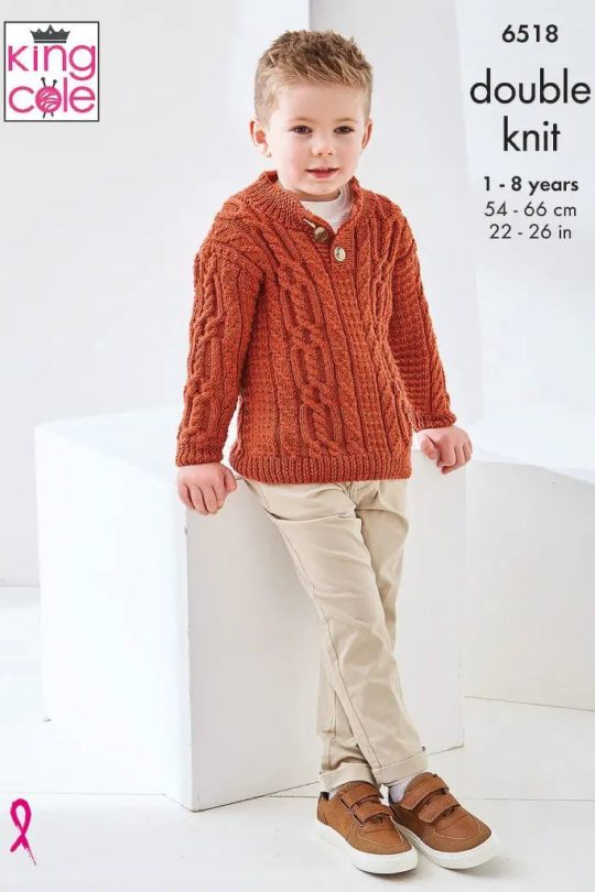King Cole 6518 Child DK Jacket Sweater Knitting Pattern
