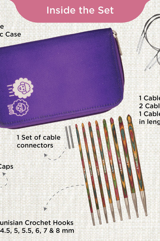 KnitPro Symfonie Interchangeable Tunisian Crochet Hook Set